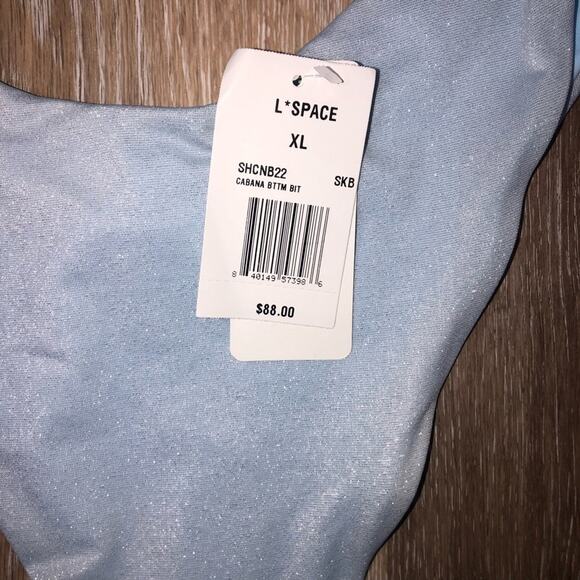 L*Space Bikini Swimsuit Dawn Top Cabana Bottom in Shimmer Sky Blue XL NWT - Picture 9 of 11